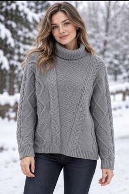 Fisherman Out Of Ireland 100% Virgin Merino Wool Turtleneck Sweater Women’s Sz L